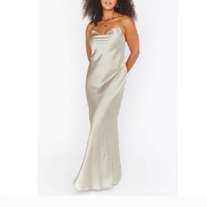 Show Me Your Mumu Tuscany Maxi Dress Moss Green Luxe Satin XL